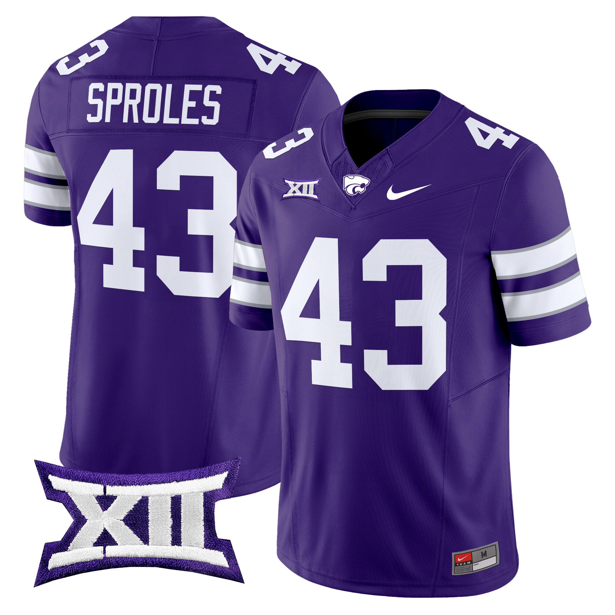 Men Kansas State Wildcats #43 Sproles Purple Nike 2024 Vapor Limited NCAA Jersey style 1